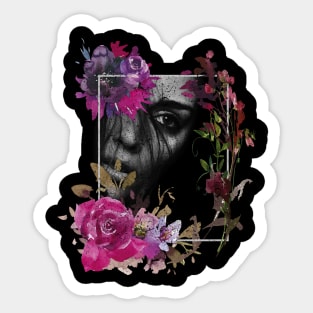 Floral Goth Girl Sticker